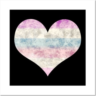 Bigender Pride Heart - Watercolor Posters and Art